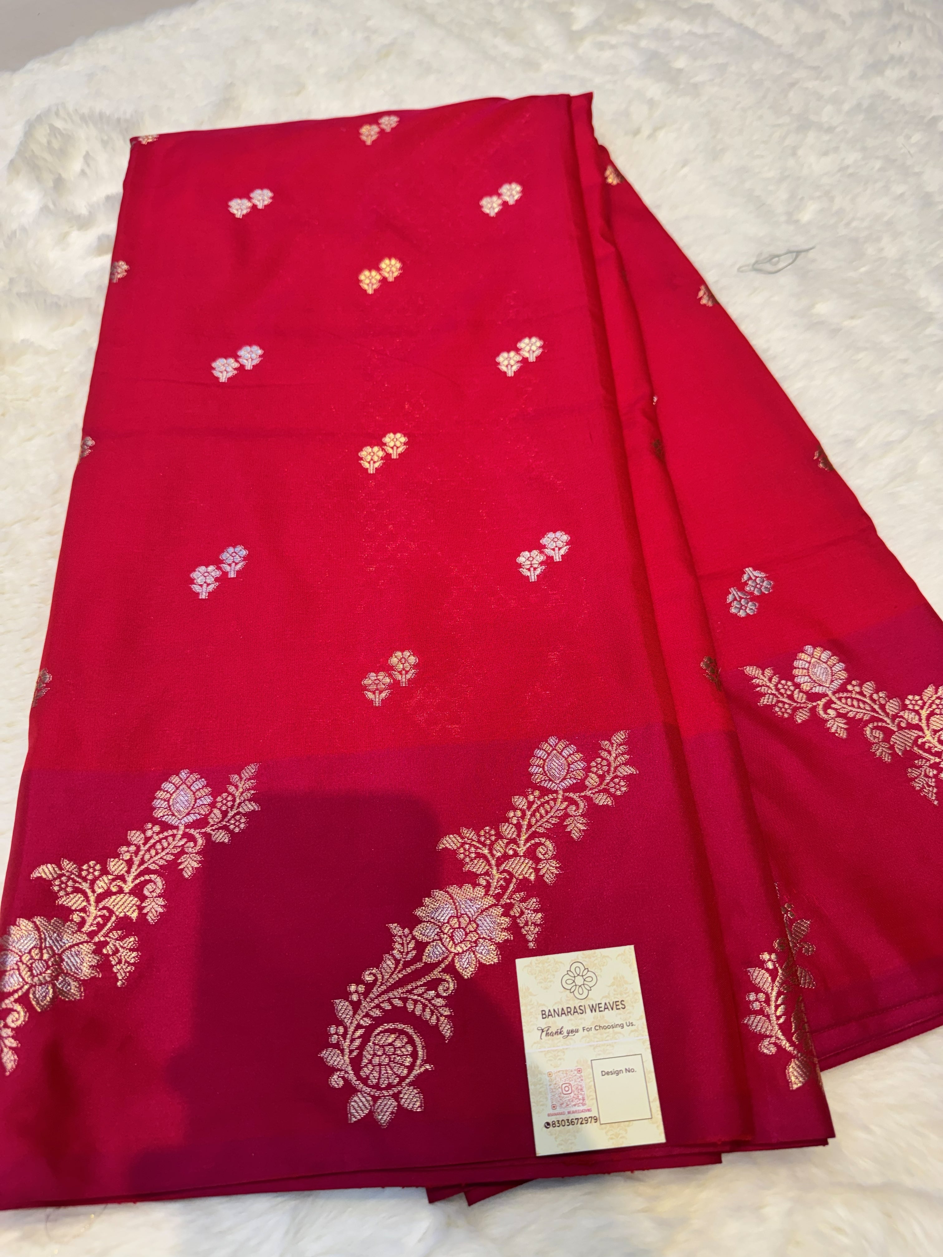 Pinkish Red Banarasi Katan Soft Silk Saree