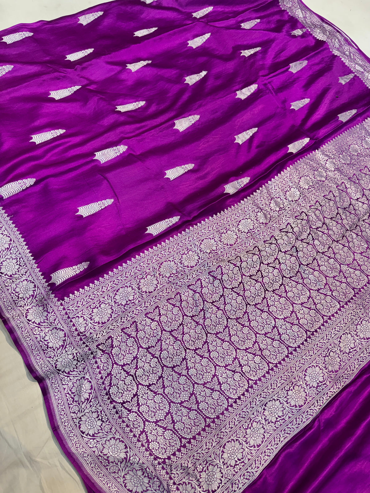 Magenta Purple Soft Banarasi Pure Mashru Silk Saree