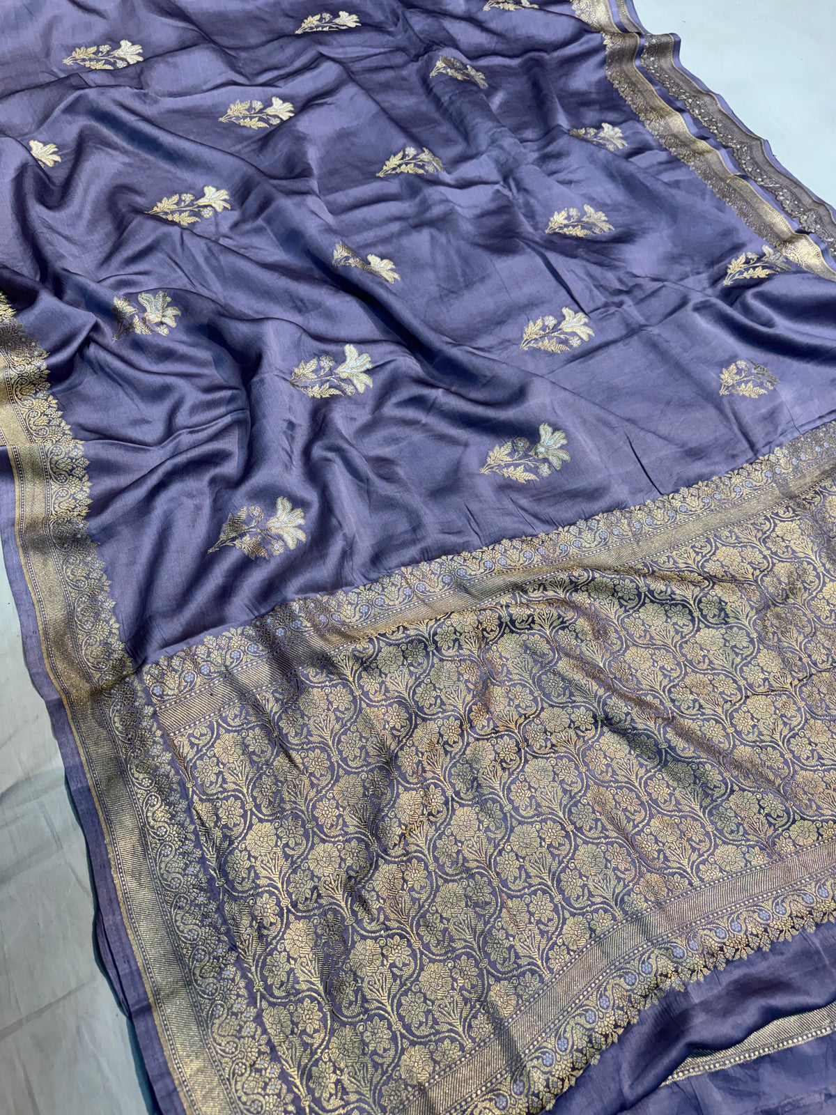 Dusty Purple Soft Banarasi Pure Mashru Silk Saree
