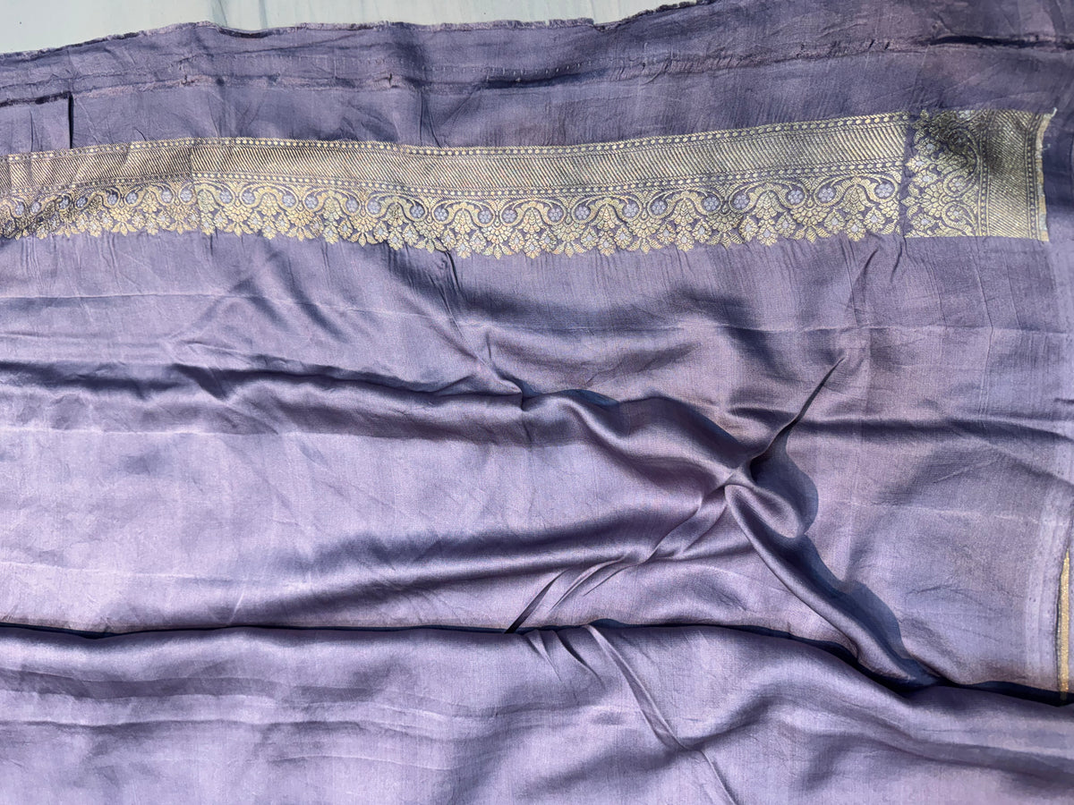 Dusty Purple Soft Banarasi Pure Mashru Silk Saree