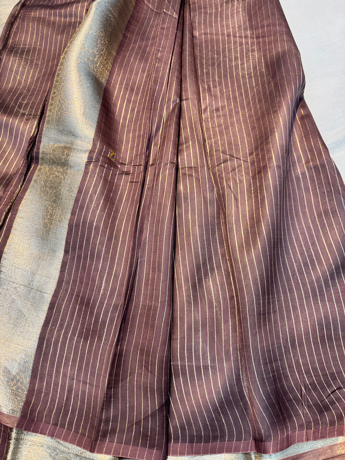 Brown Banarasi Pure Tissue Silk Saree with Tanchoi Brocade