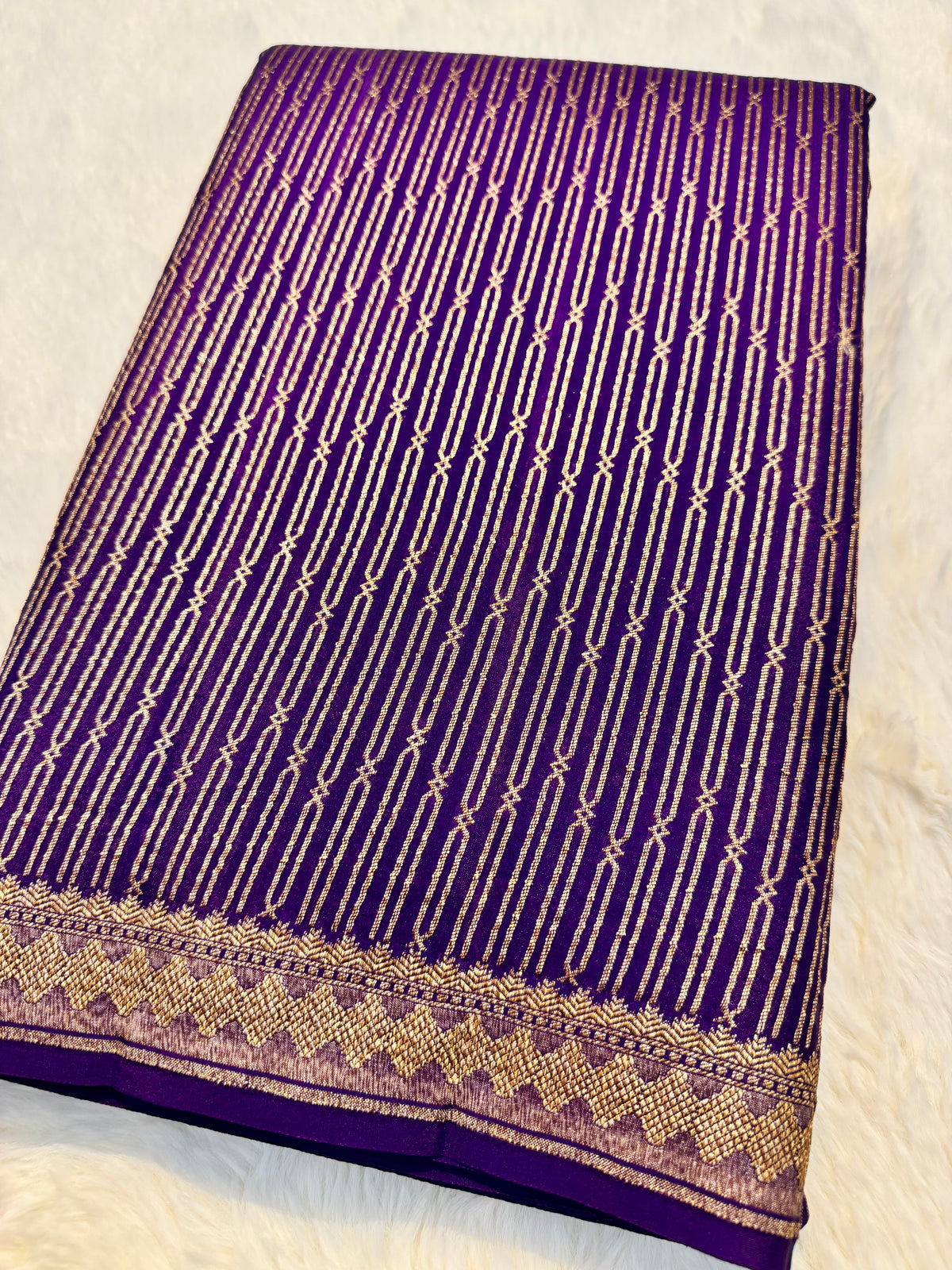 Deep Purple Banarasi Pure Khaddi Crape Silk Saree