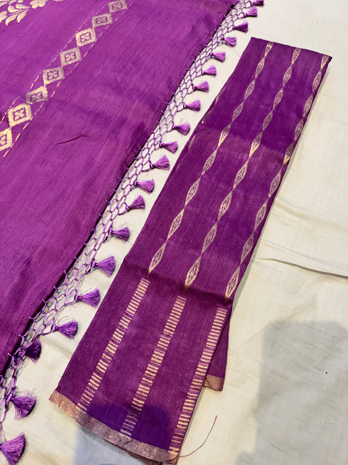 Purple Handloom Banarasi Pure Munga Silk Saree