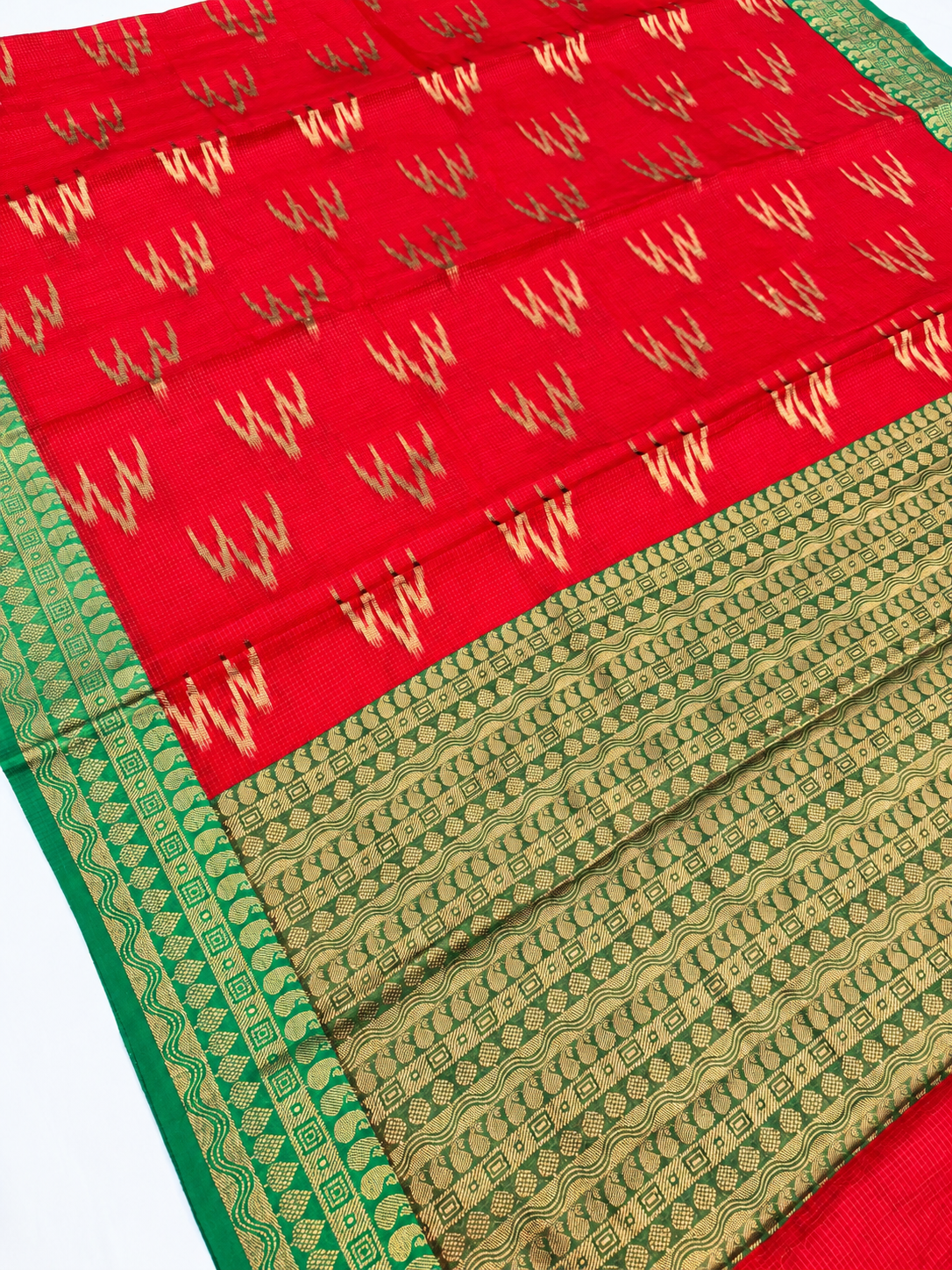 Red Banarasi Kota Cotton Silk Saree