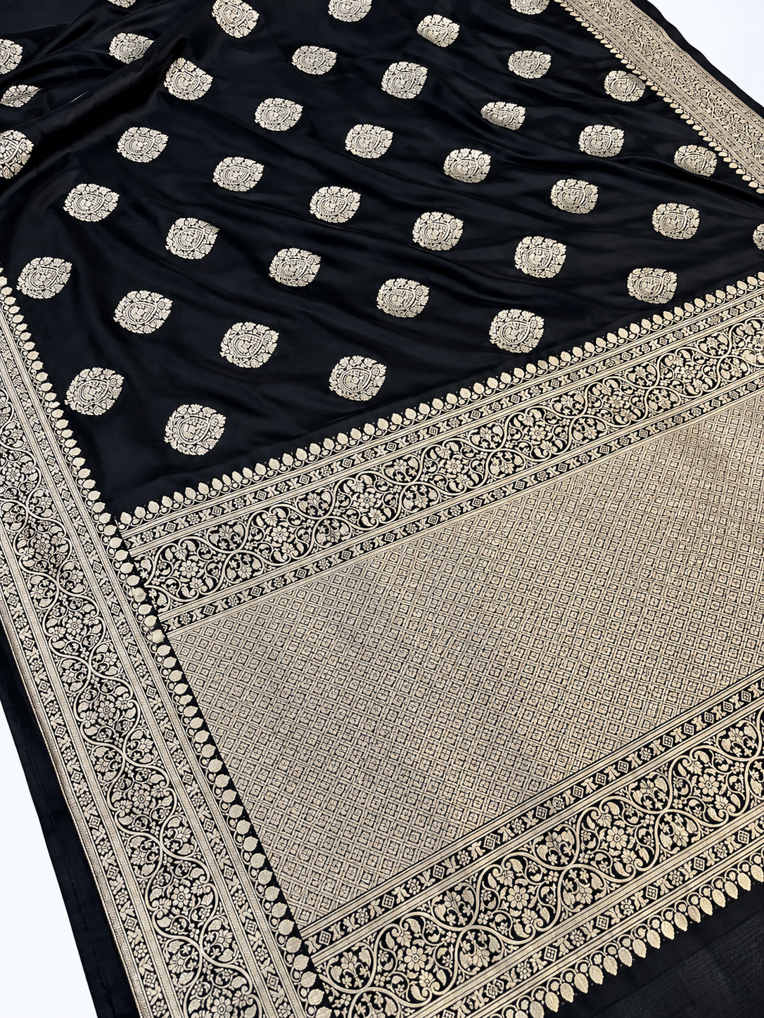 Black Buta Soft Banarasi Handloom Katan Silk Saree