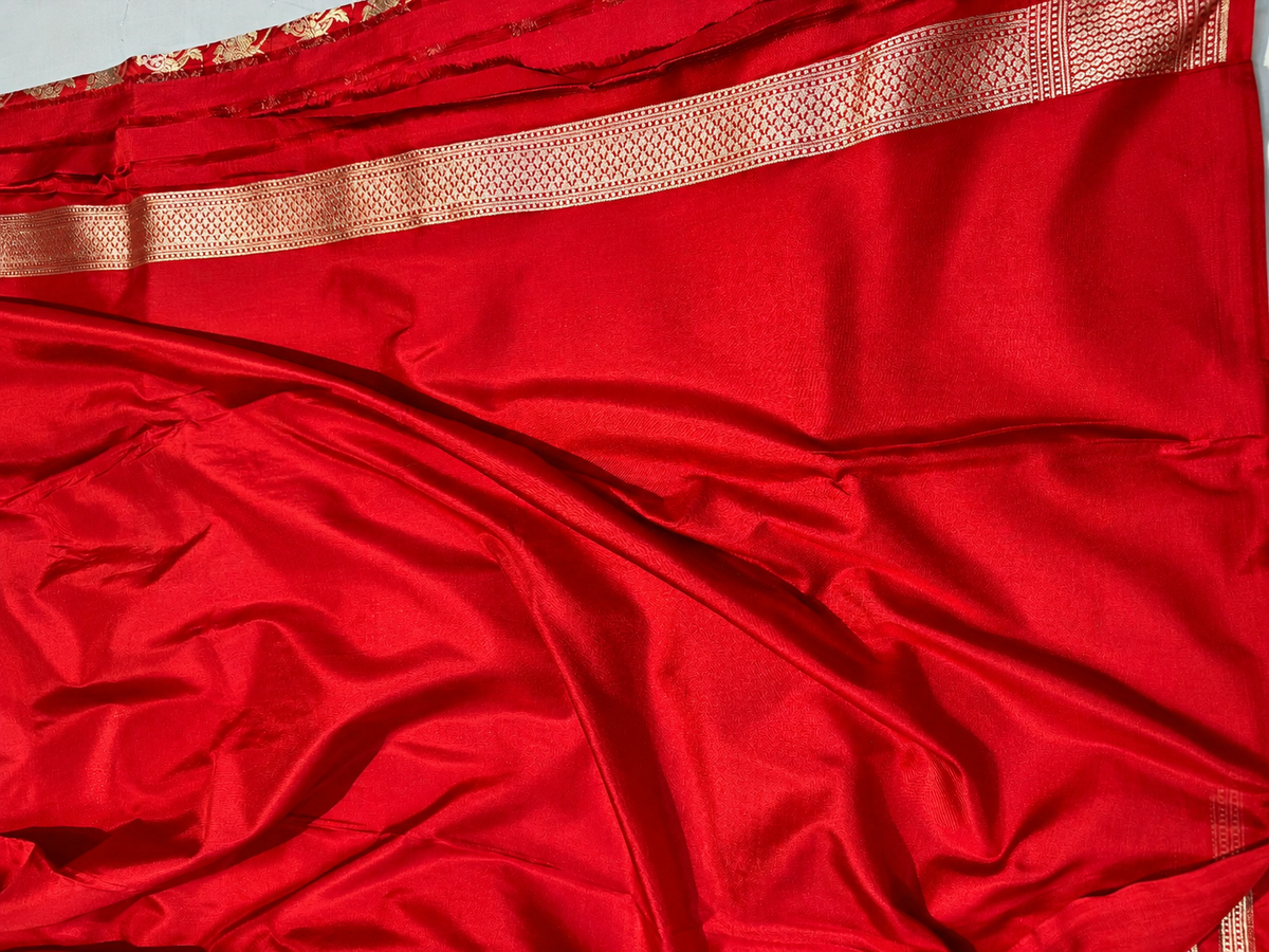 Red Allover Jaal Handloom Baranasi Pure Katan Silk Saree
