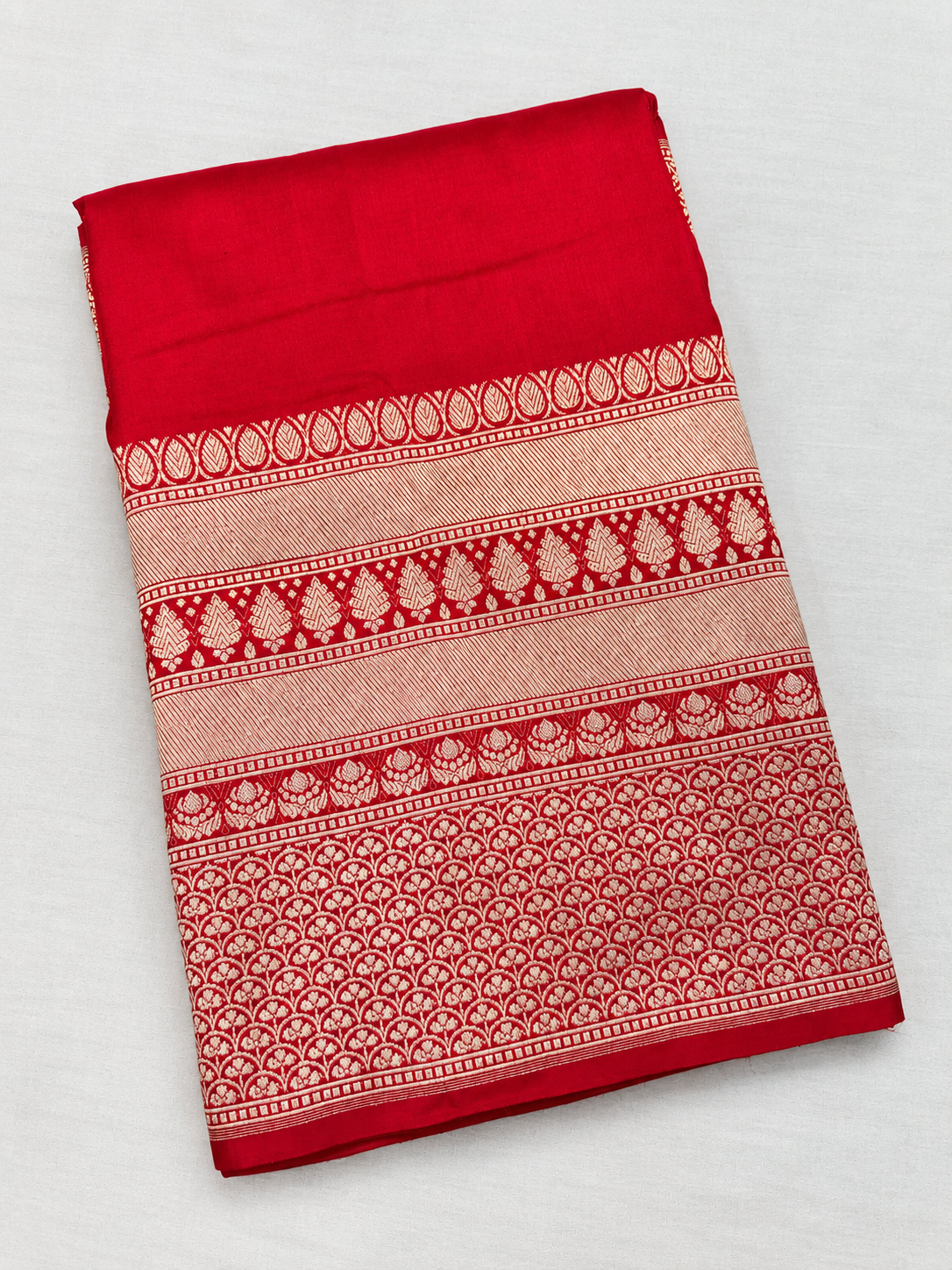 Red Big Border Handloom Banarasi Pure Katan Silk Saree