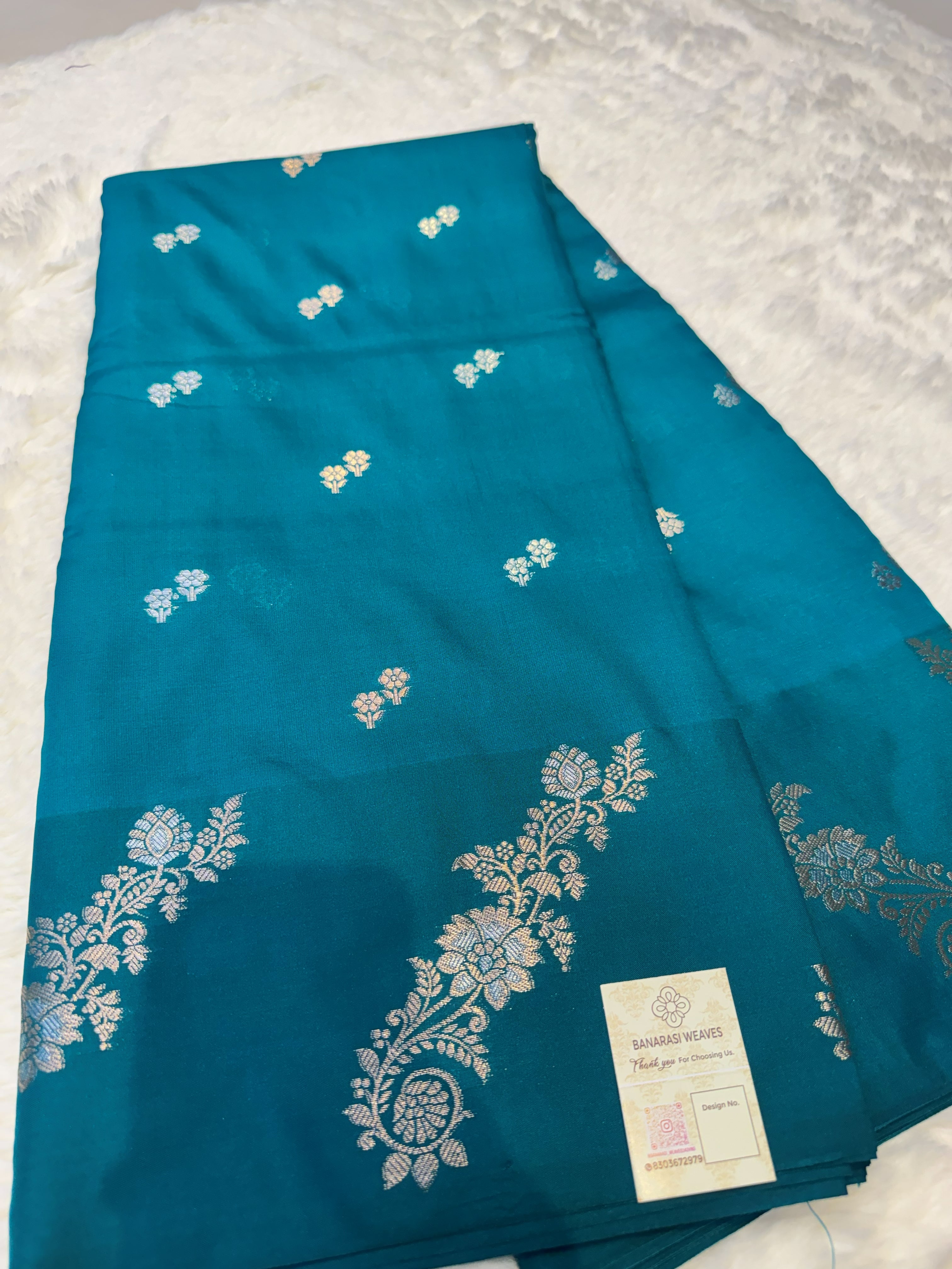 Rama Green Banarasi Katan Soft Silk Saree