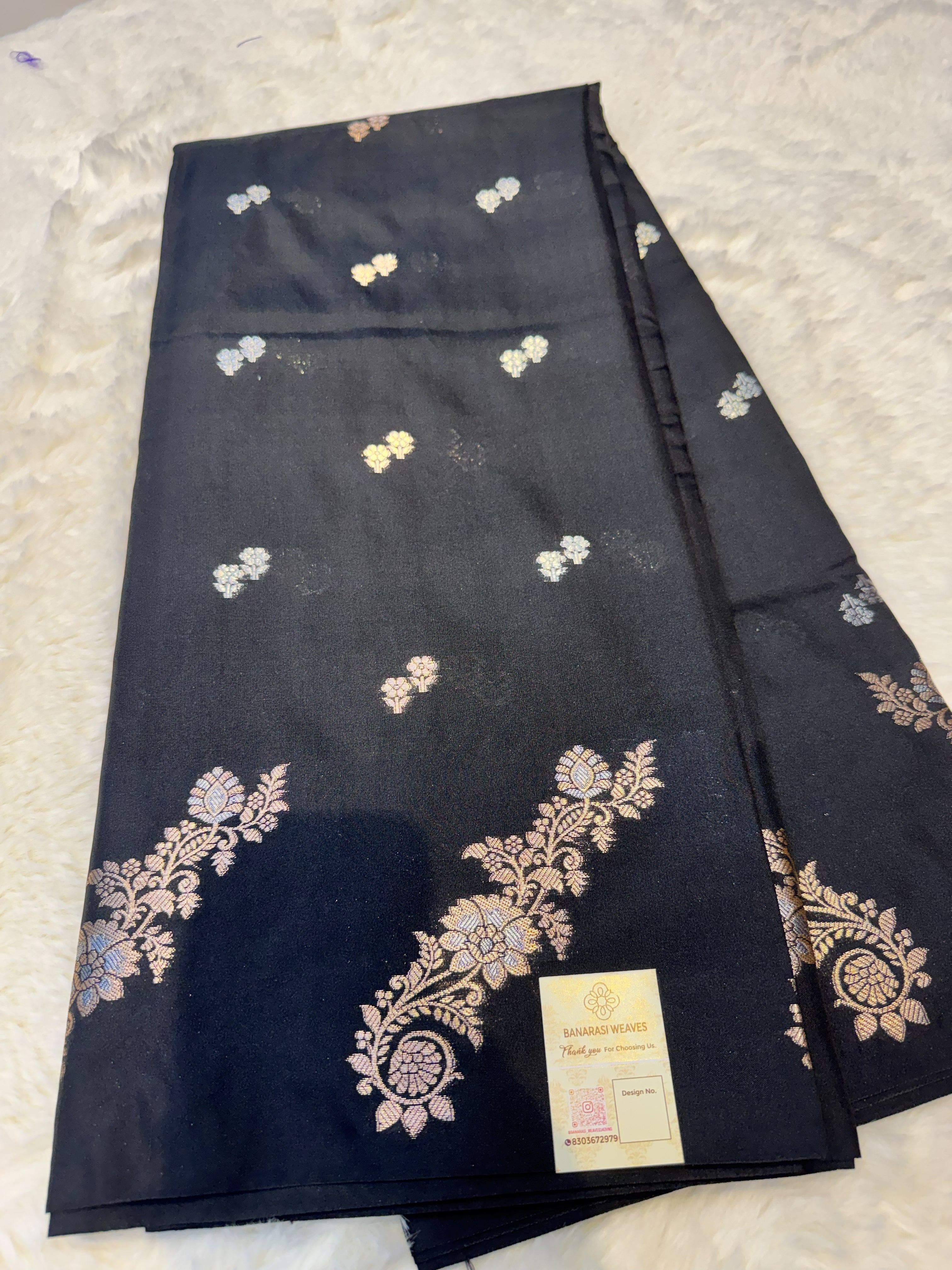 Classic Black Banarasi Katan Soft Silk Saree