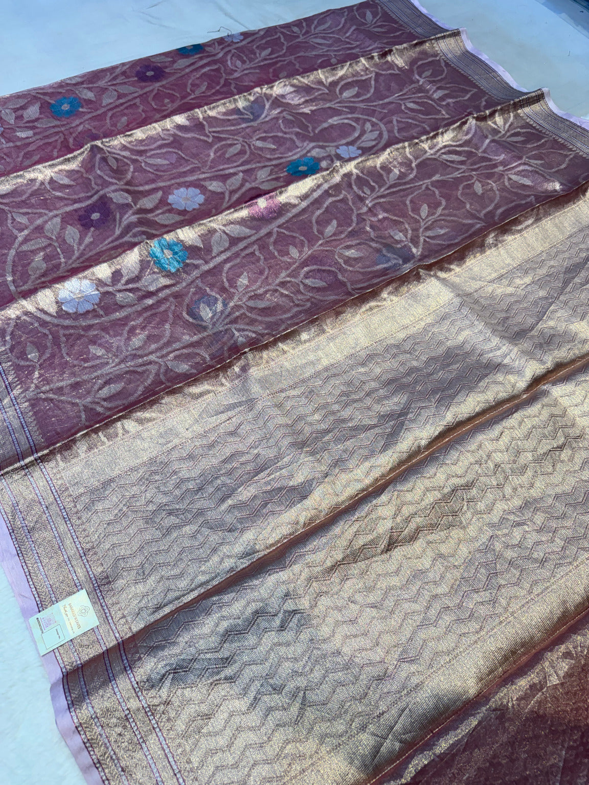 Mauve Purple Banarasi Soft Semi Tissue Silk Saree