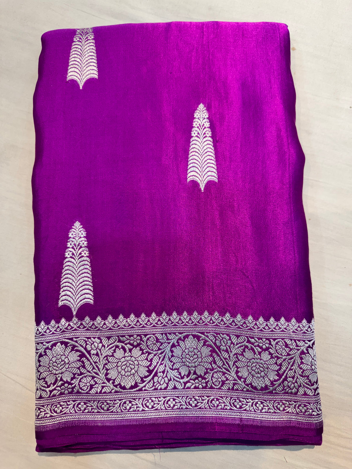 Magenta Purple Soft Banarasi Pure Mashru Silk Saree
