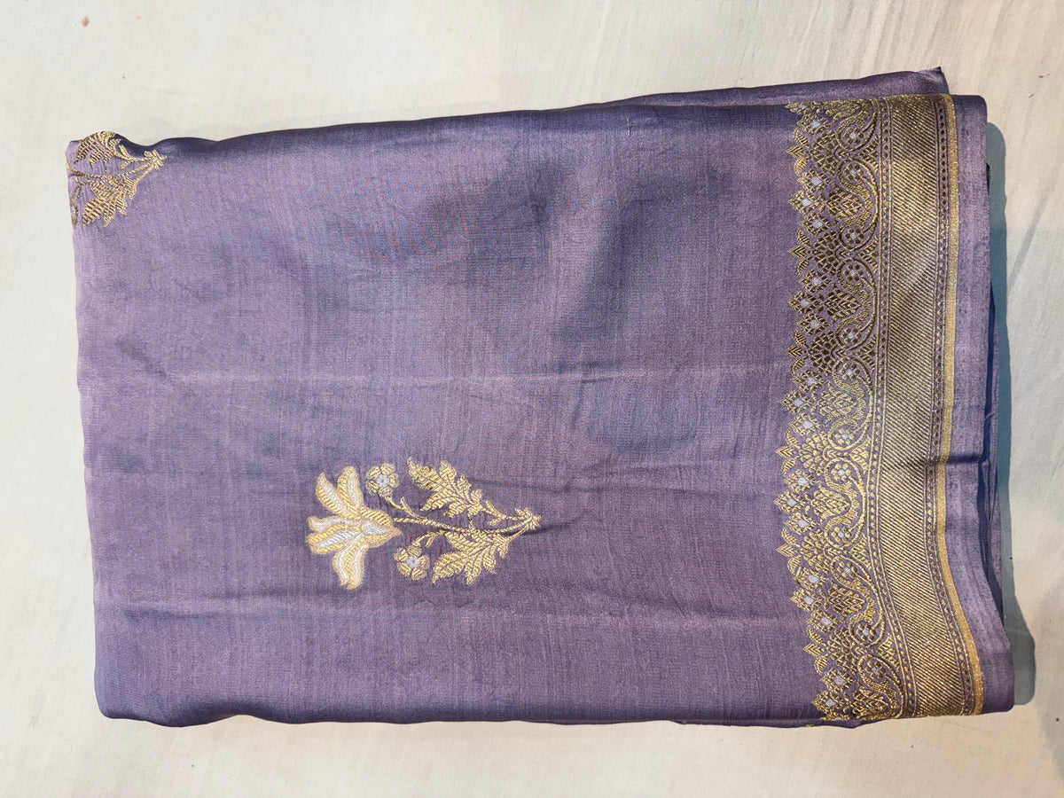 Dusty Purple Soft Banarasi Pure  Mashru Silk Saree