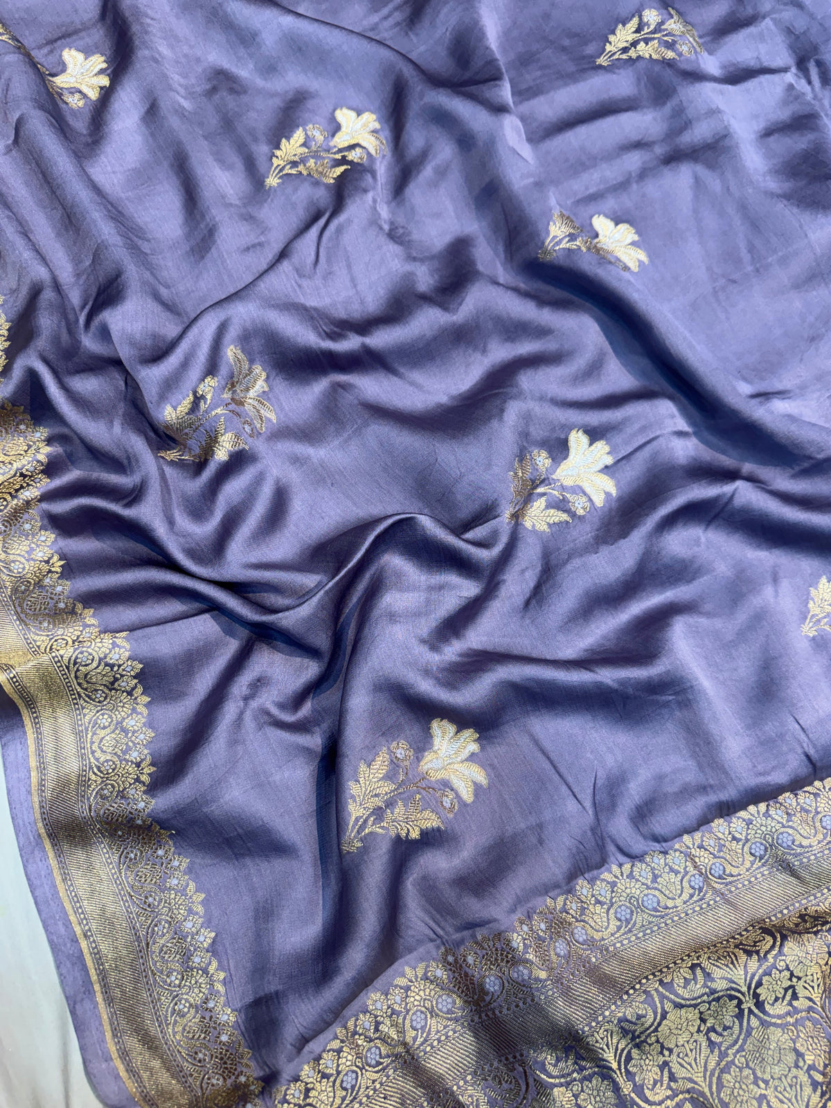 Dusty Purple Soft Banarasi Pure  Mashru Silk Saree