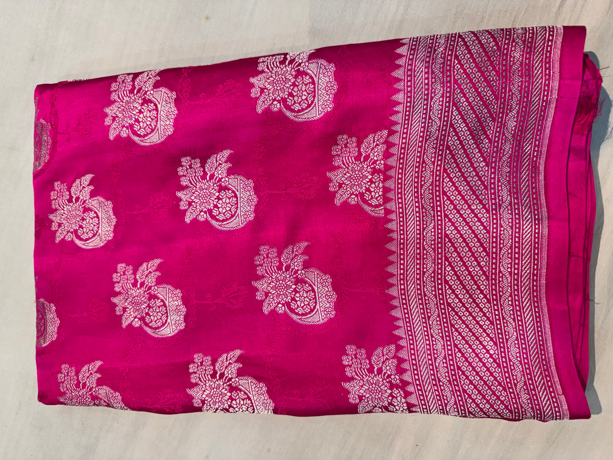 Fuchsia Pink Soft Banarasi Pure Mashru Silk Saree