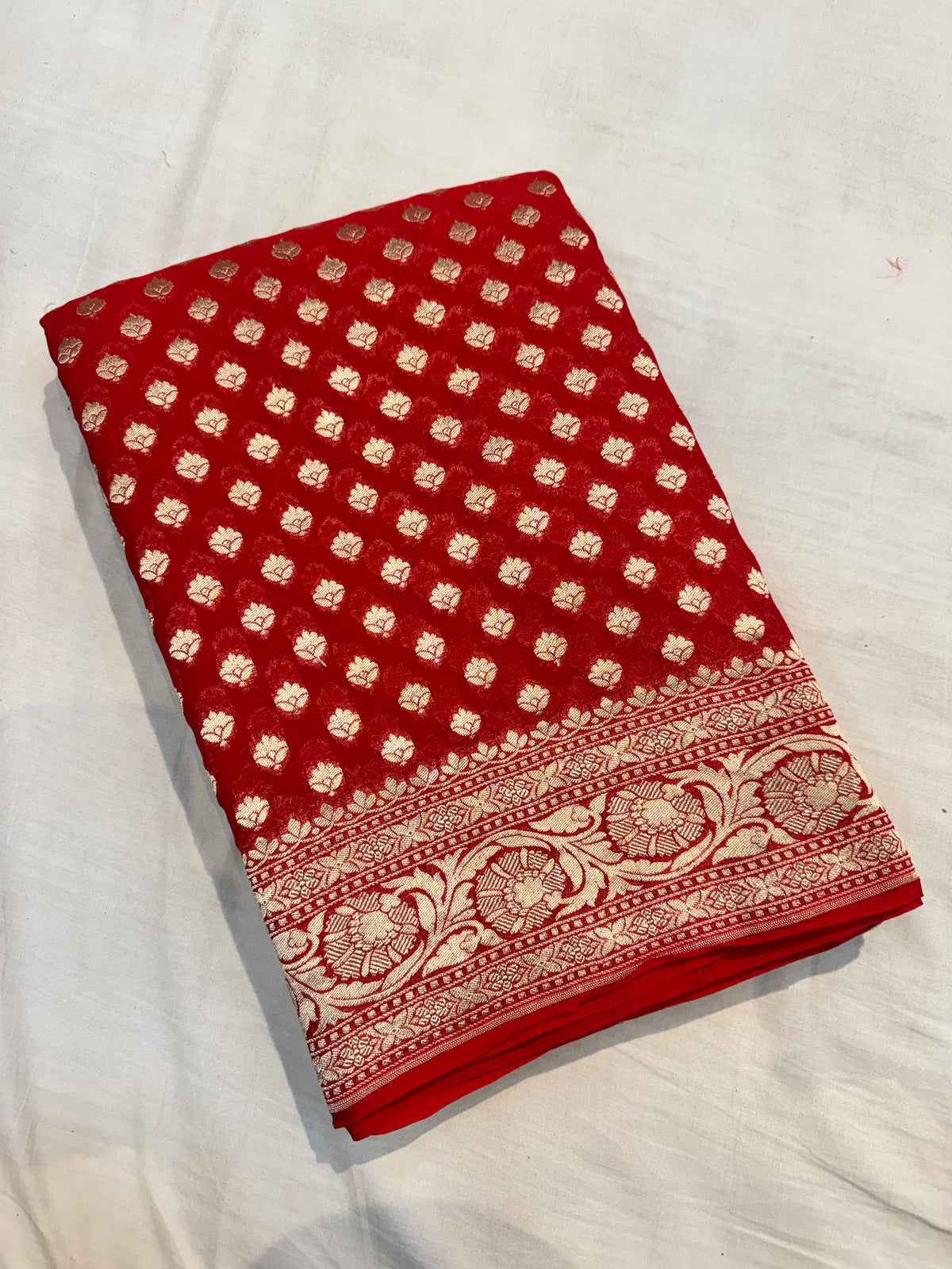 Red Water Zari Banarasi Handloom Pure Khaddi Georgette Silk Saree