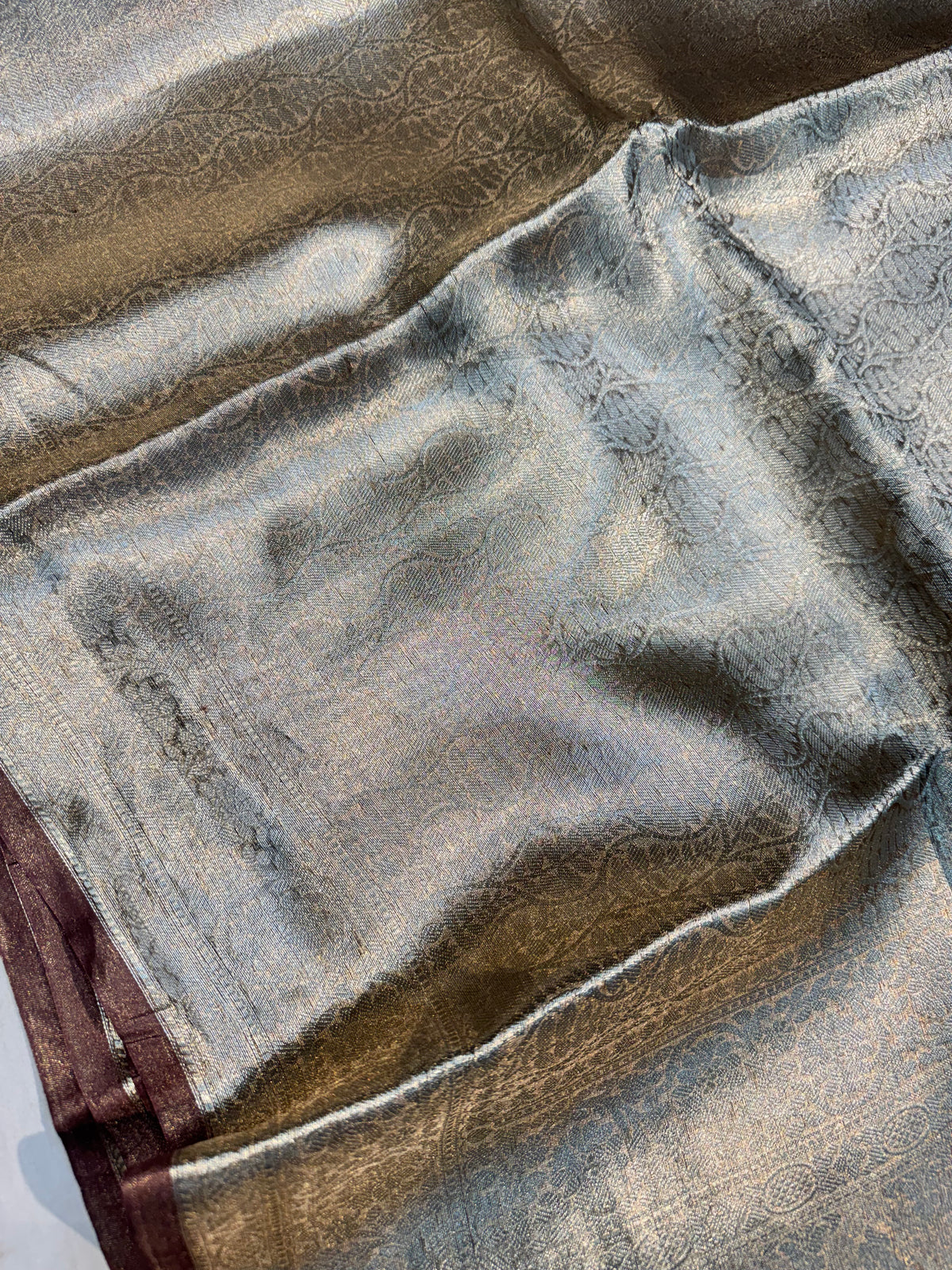 Brown Banarasi Pure Tissue Silk Saree with Tanchoi Brocade