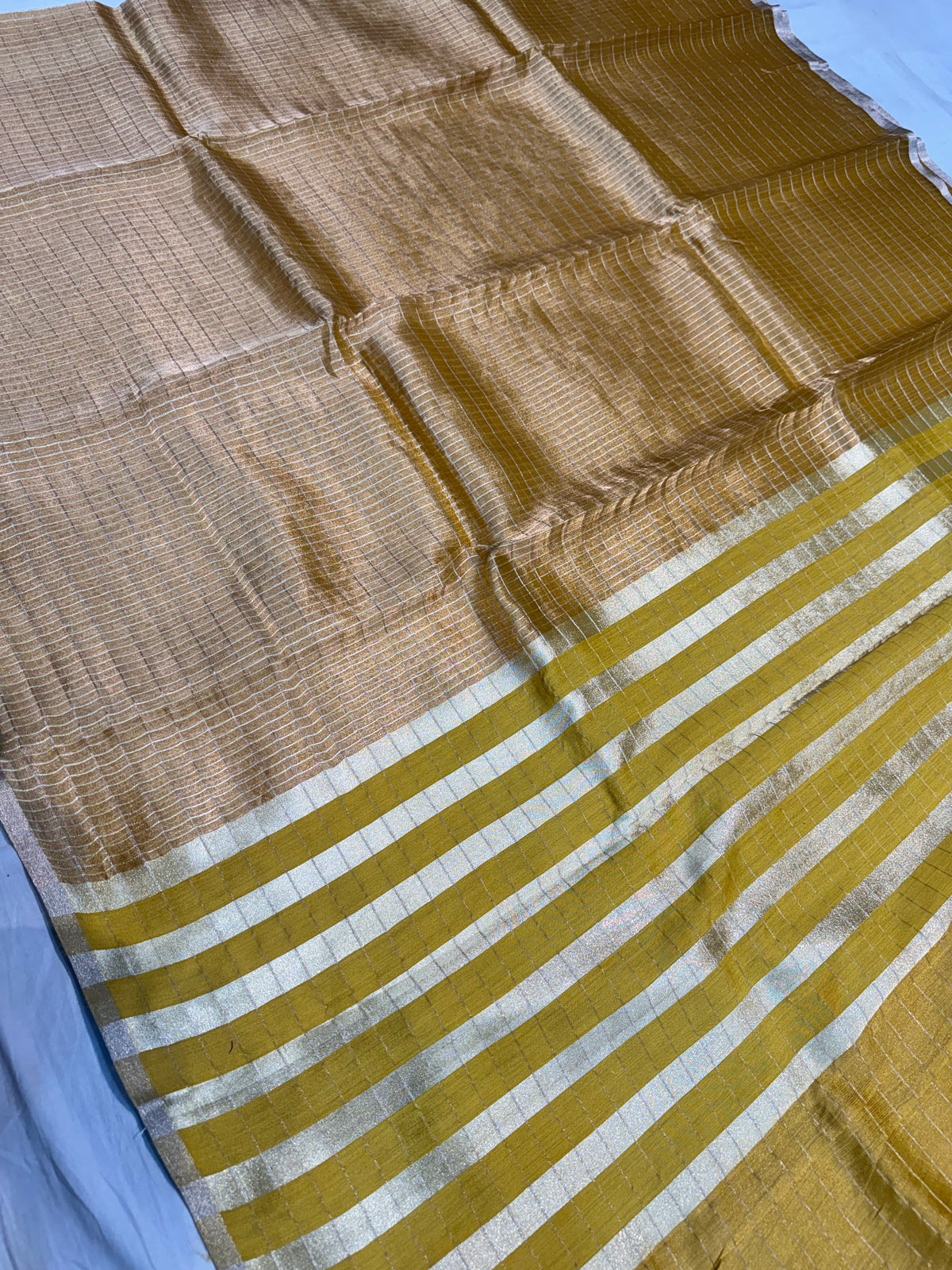 Golden Soft Banarasi Pure Tissue Silk Saree