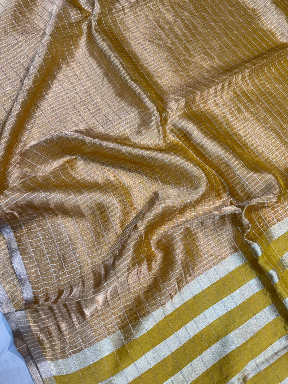 Golden Soft Banarasi Pure Tissue Silk Saree