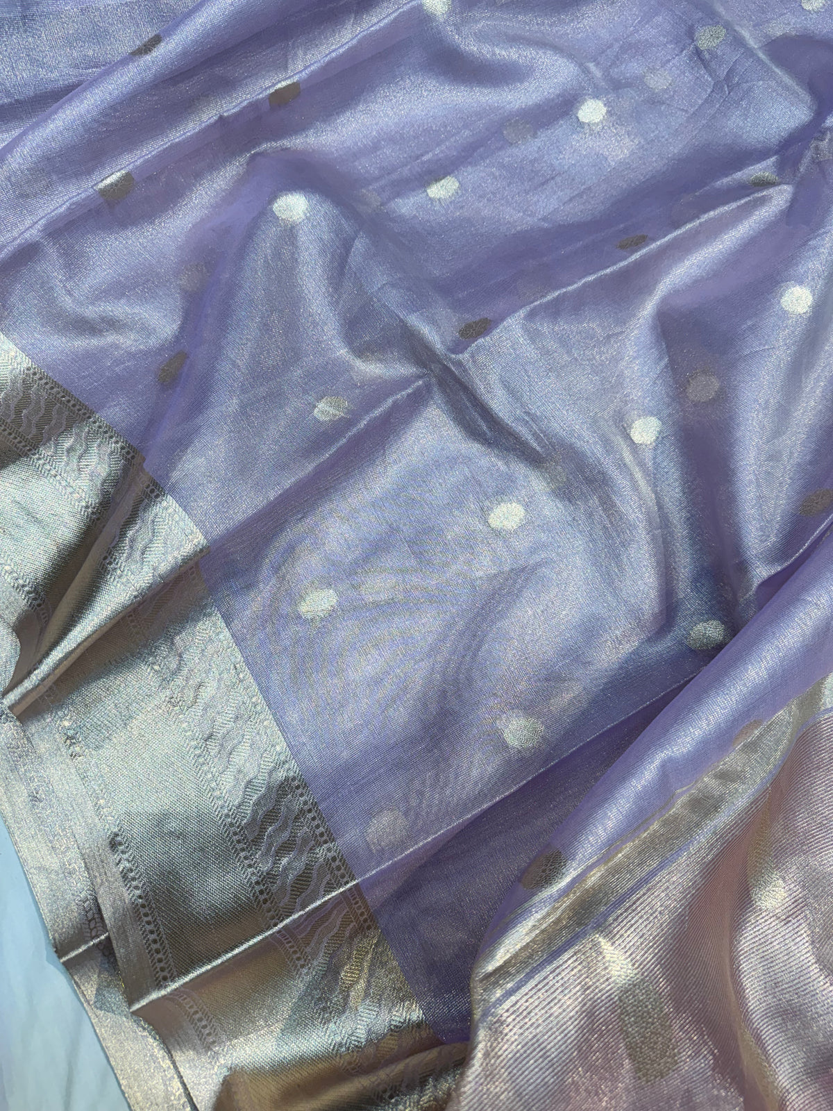 Lavender Allover Buti Tissue Silk Saree