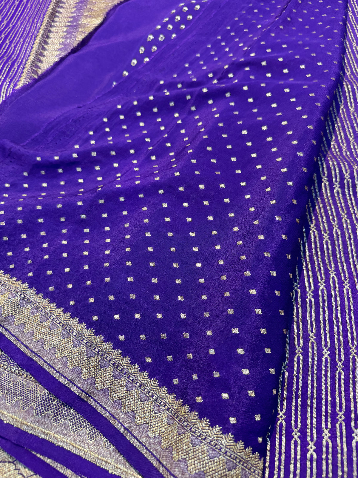 Deep Purple Banarasi Pure Khaddi Crape Silk Saree