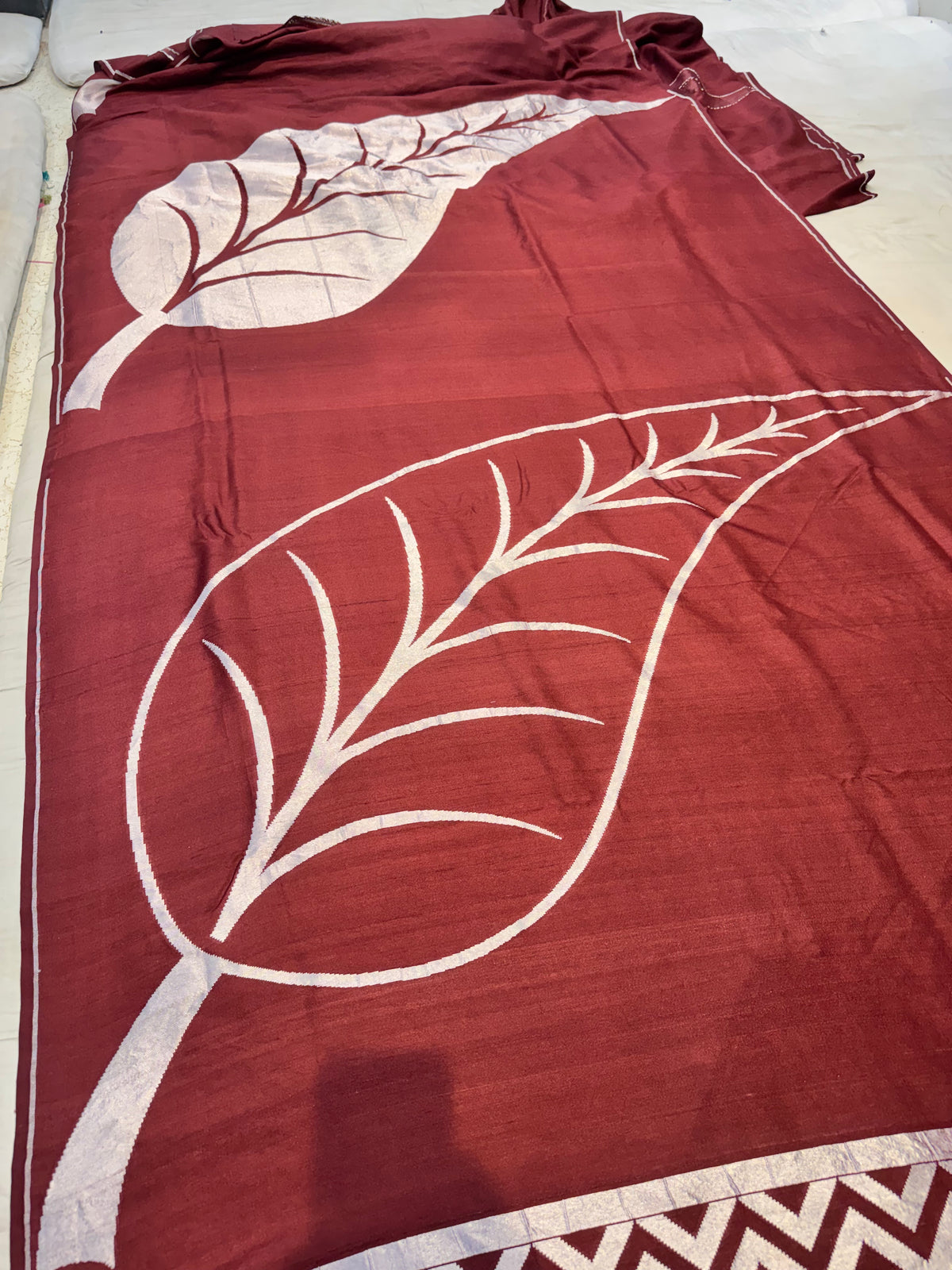 Maroon Handloom Banarasi Tasser Georgette Silk Saree