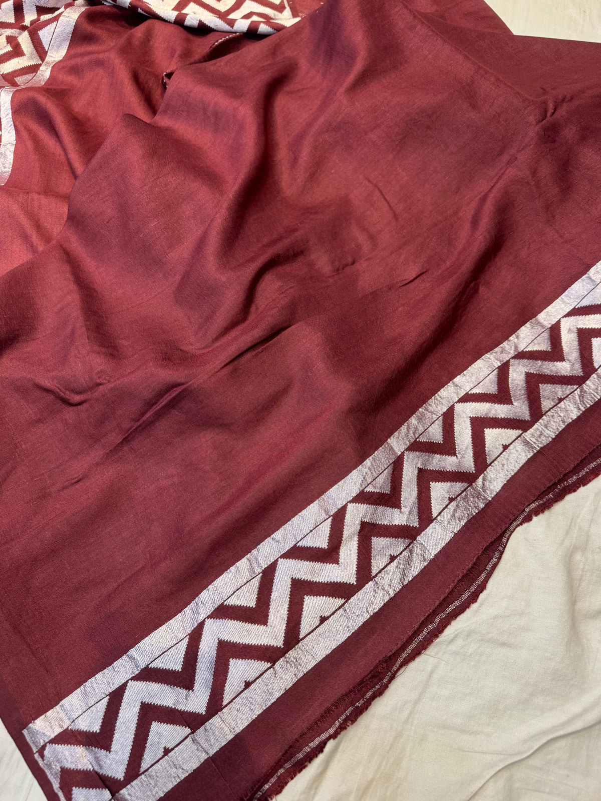 Maroon Handloom Banarasi Tasser Georgette Silk Saree