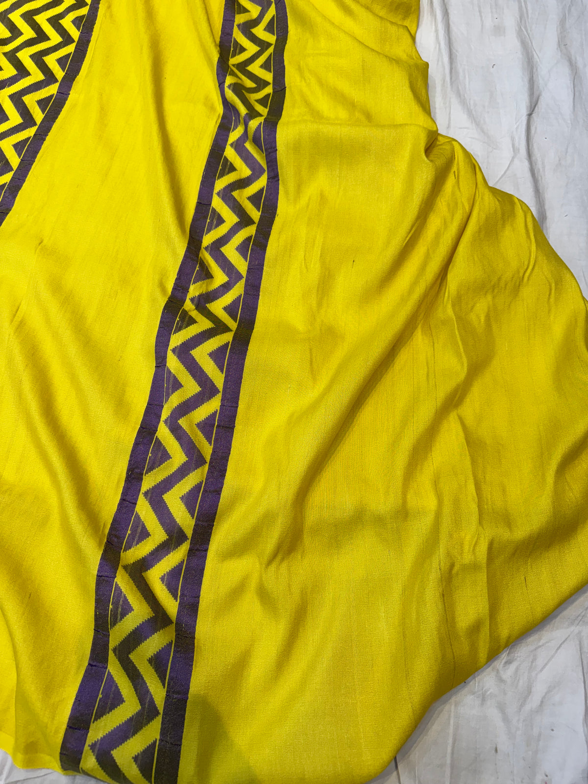 Yellow Handloom Banarasi Tasser Georgette Silk Saree