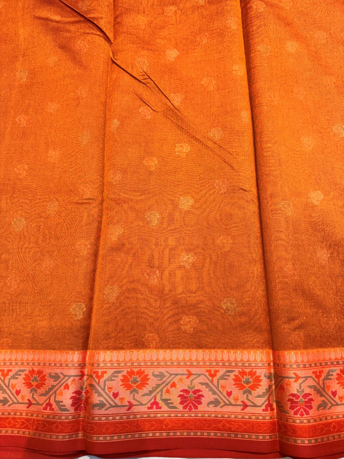 Rust Orange Buti Meena Soft Banarasi Cotton Silk Saree