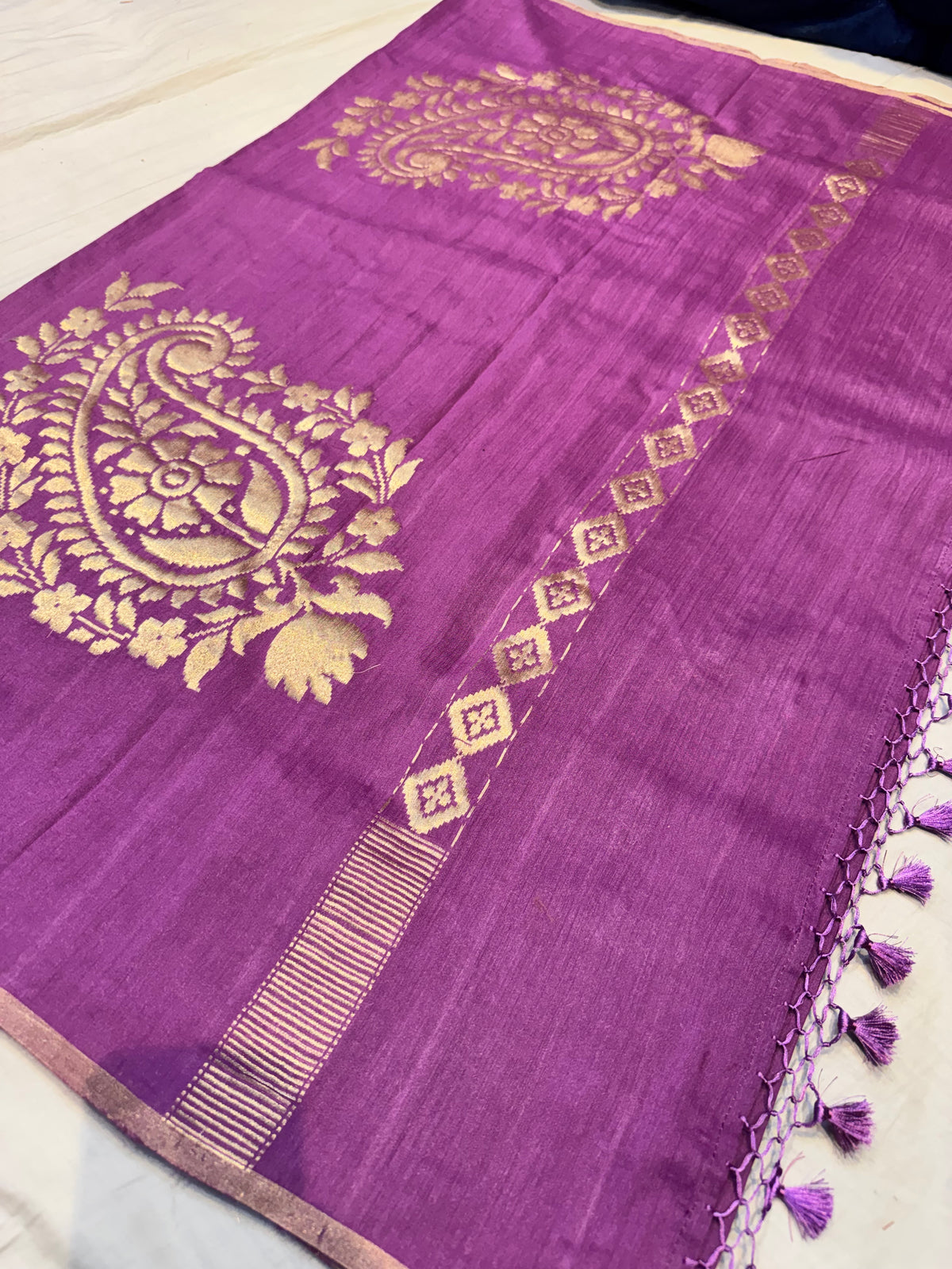 Purple Handloom Banarasi Pure Munga Silk Saree