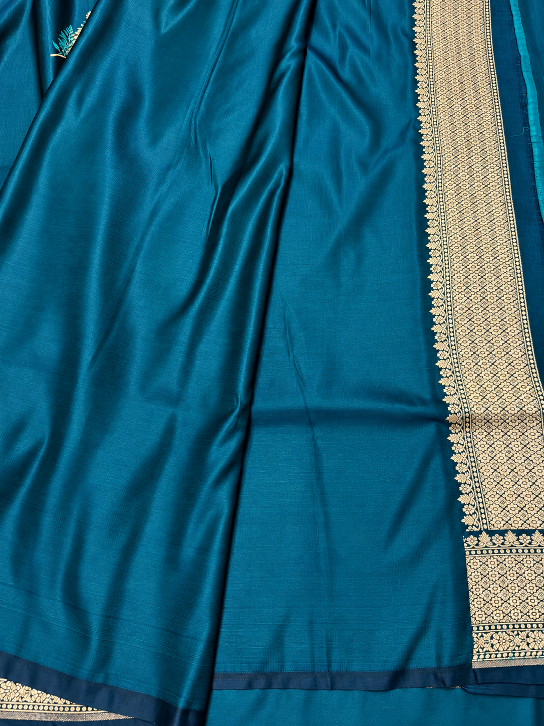 Teal Blue Resham Buta Handloom Banarasi Mashru Silk Saree