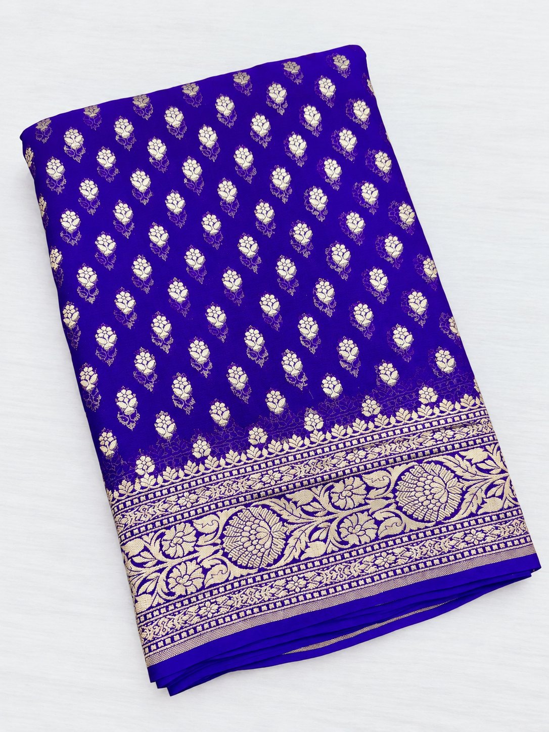 Royal Blue Buti Handloom Banarasi Pure Khaddi Georgette Silk Saree