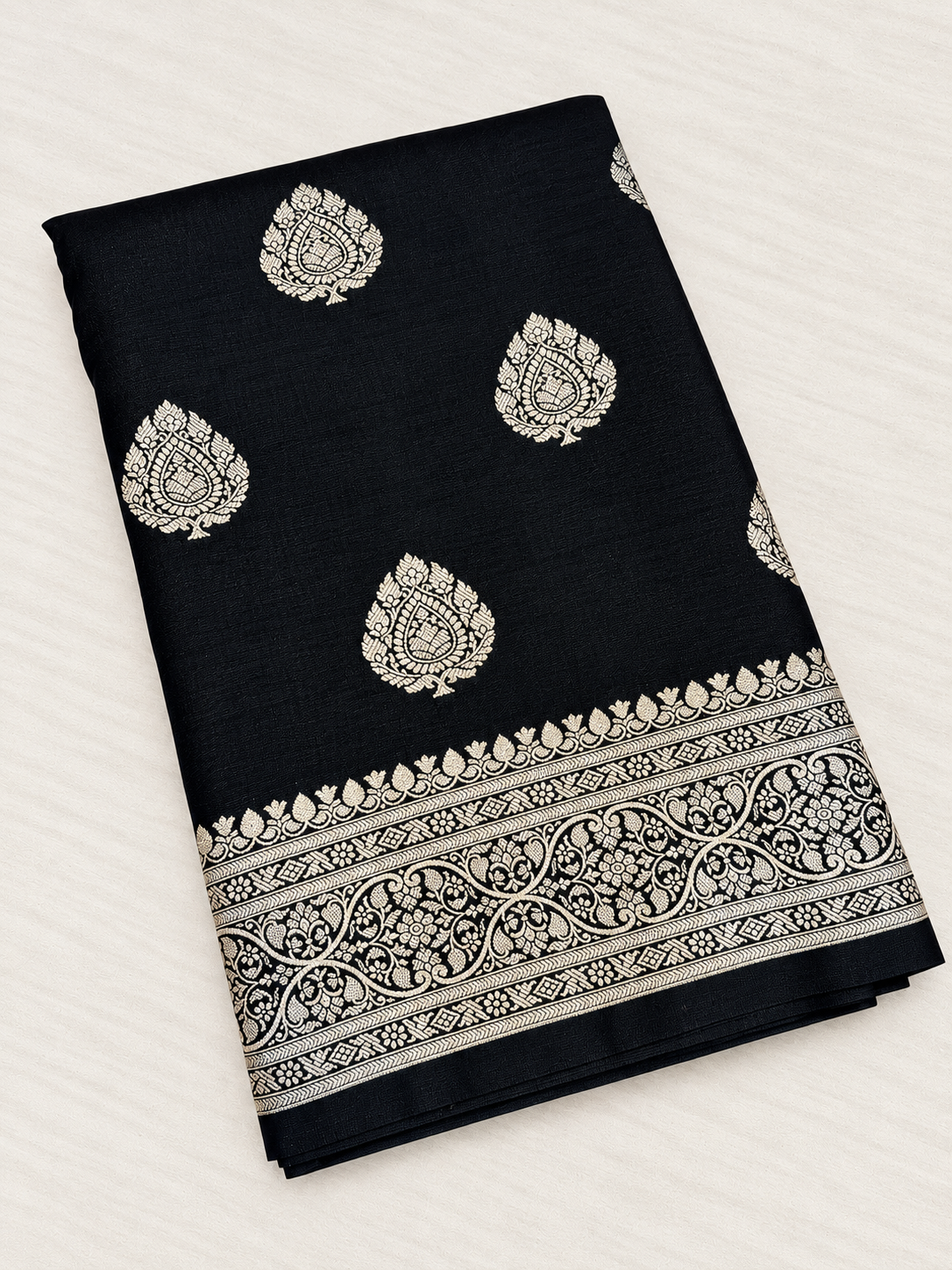 Black Buta Soft Banarasi Handloom Katan Silk Saree