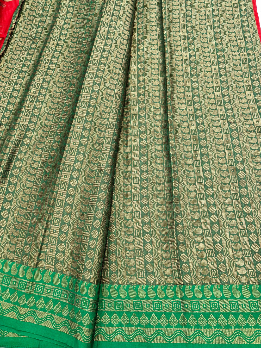 Red Banarasi Kota Cotton Silk Saree