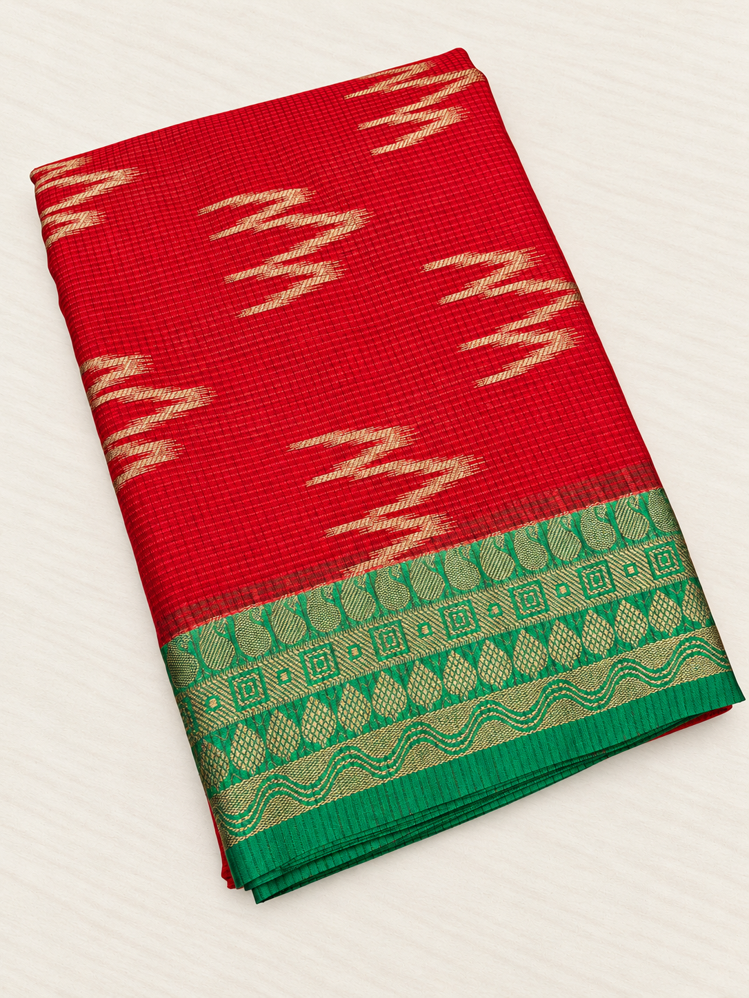 Red Banarasi Kota Cotton Silk Saree
