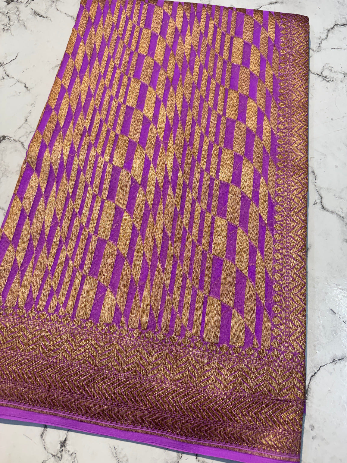Lavender Banarasi Pure Khaddi Crepe Silk Saree
