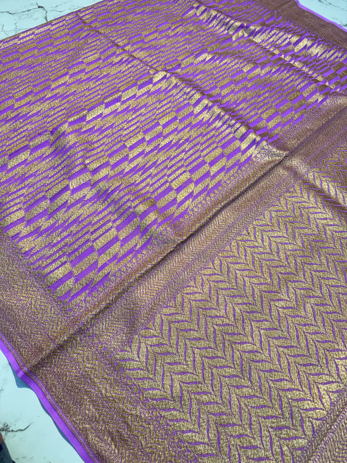Lavender Banarasi Pure Khaddi Crepe Silk Saree